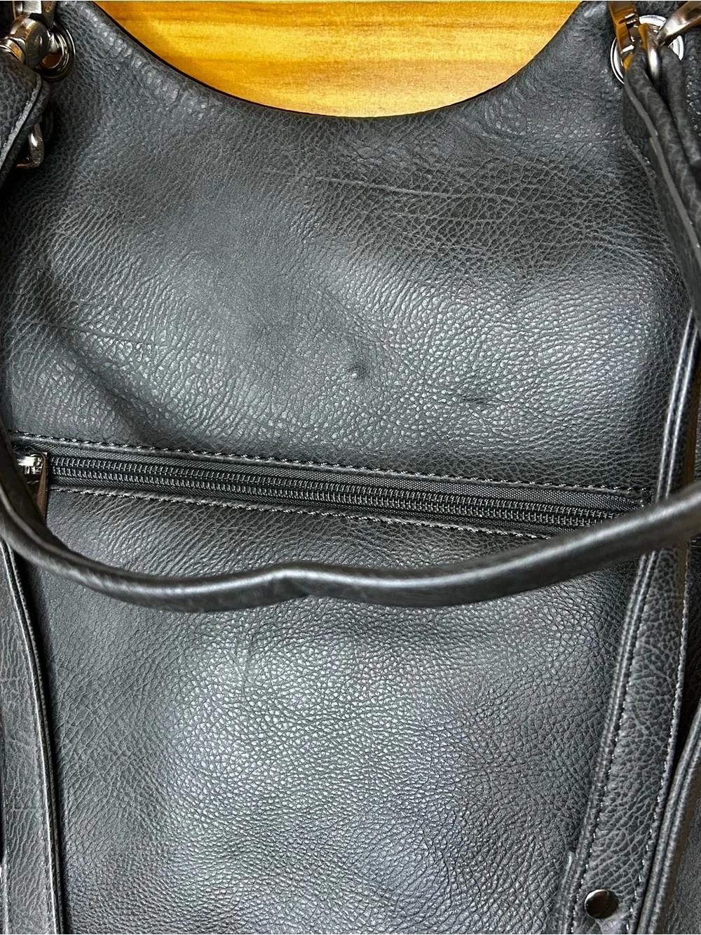 Elegant Lotus-Embroidered Black Purse with Cream Floral Etching